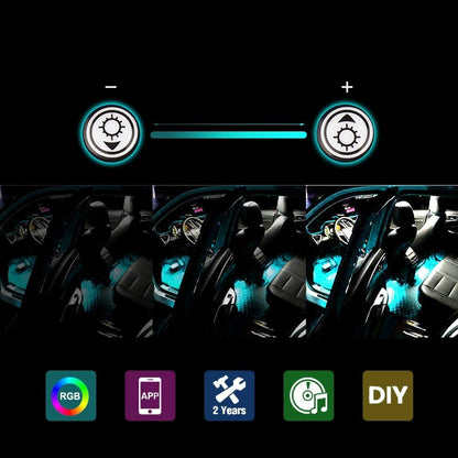 GlowRide - LED-atmosfærelys for bil med fjernkontroll og lydaktivering
