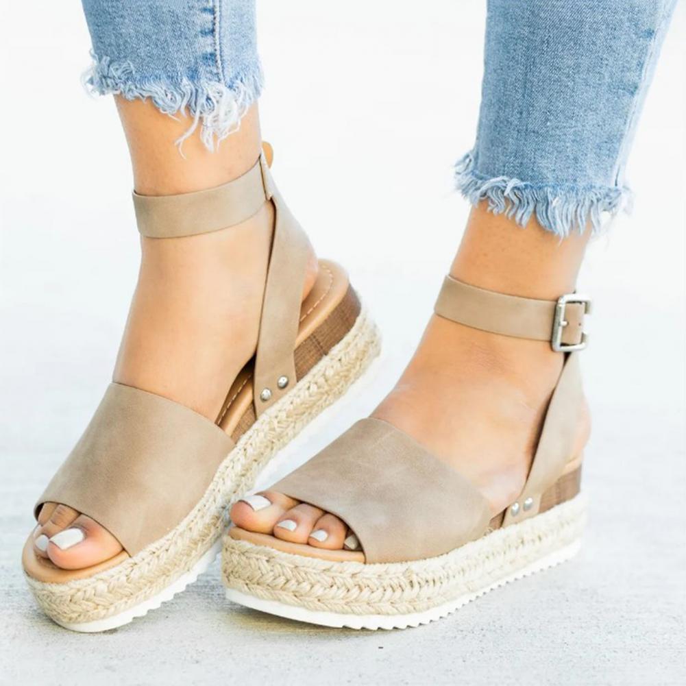 StrideUp - Espadrillesandaler med plattform og justerbar ankelrem