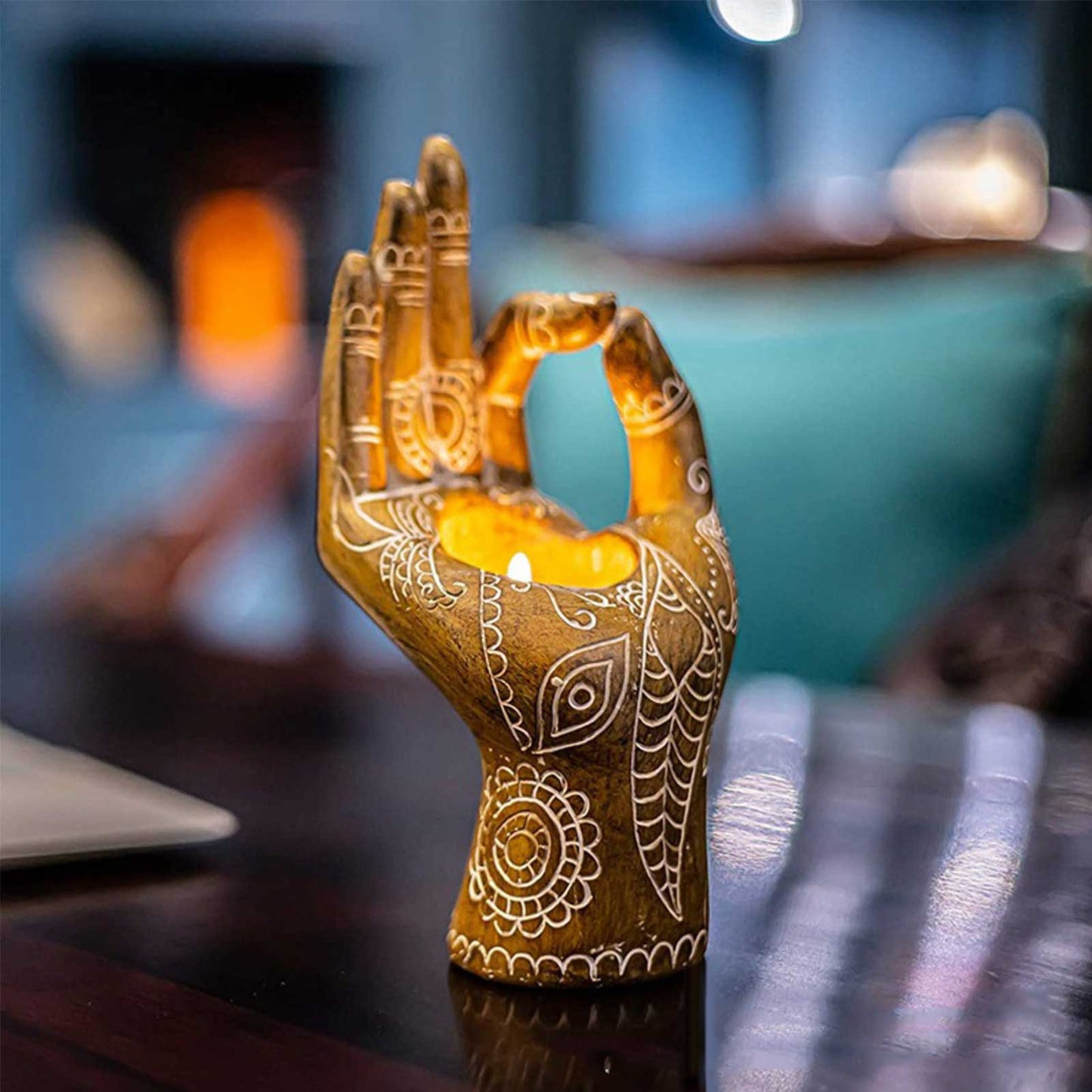 ZenAura - Buddha håndlysestake for fredfull atmosfære og harmoni