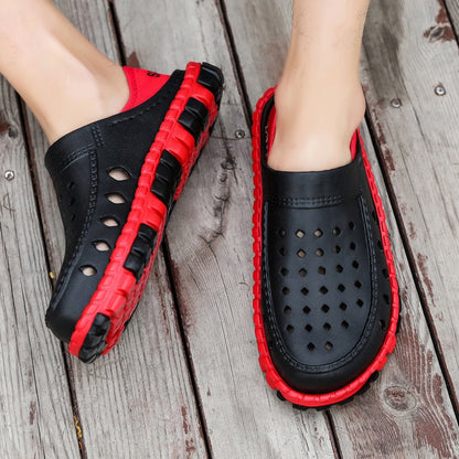 Michael - Røde og svarte sporty tresko med polstret fotseng