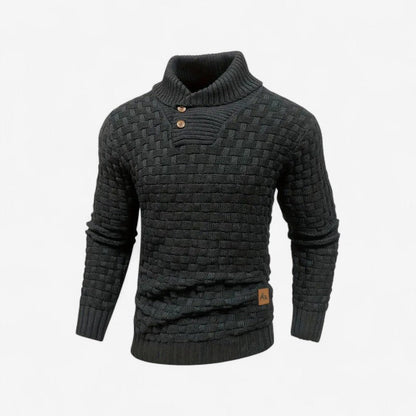 Oscar - Langermet Genser med Ribbet Kant og Knapp Detalj