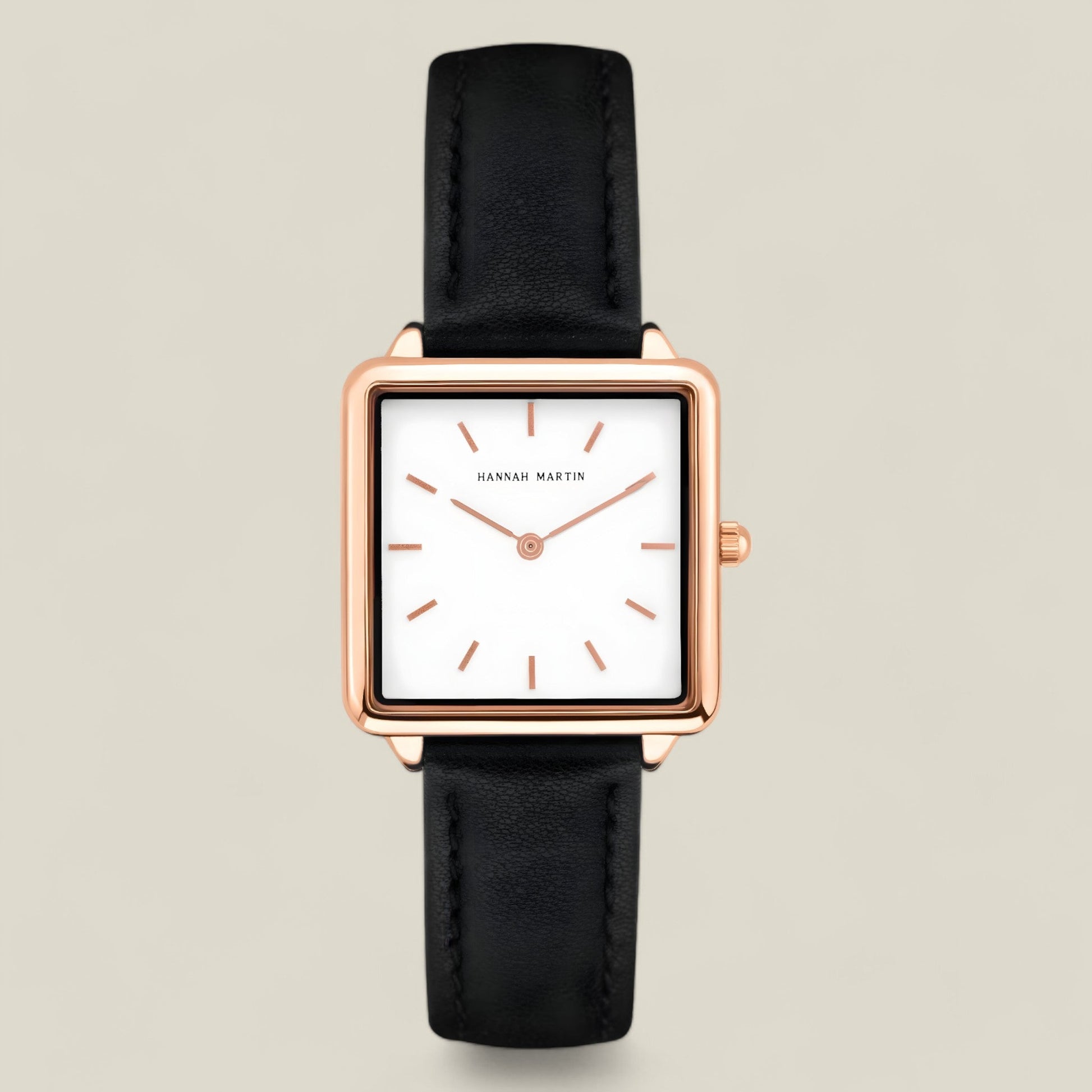 Chloe - Elegant Square Design Dameklokke med Rose Gull Detaljer-1