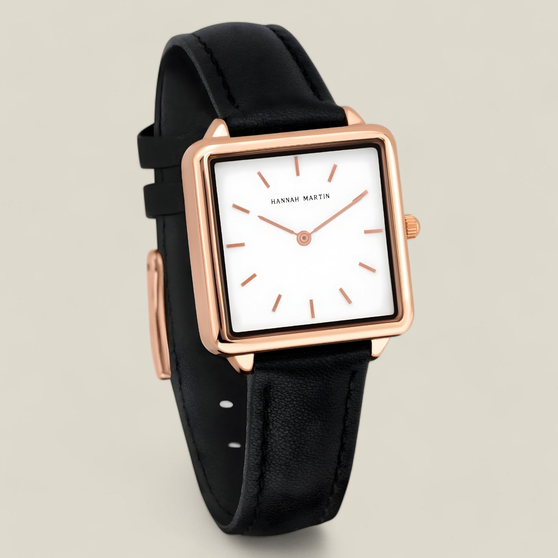 Chloe - Elegant Square Design Dameklokke med Rose Gull Detaljer-2