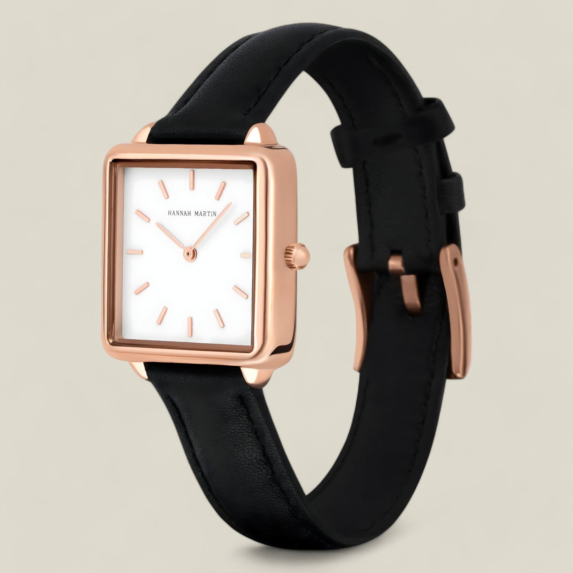 Chloe - Elegant Square Design Dameklokke med Rose Gull Detaljer-3