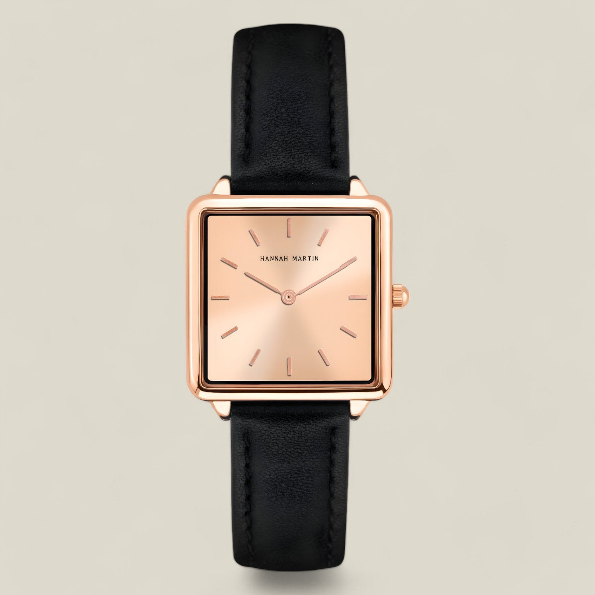 Clara - Elegant Firkantet Klokke med Slank Rem-3