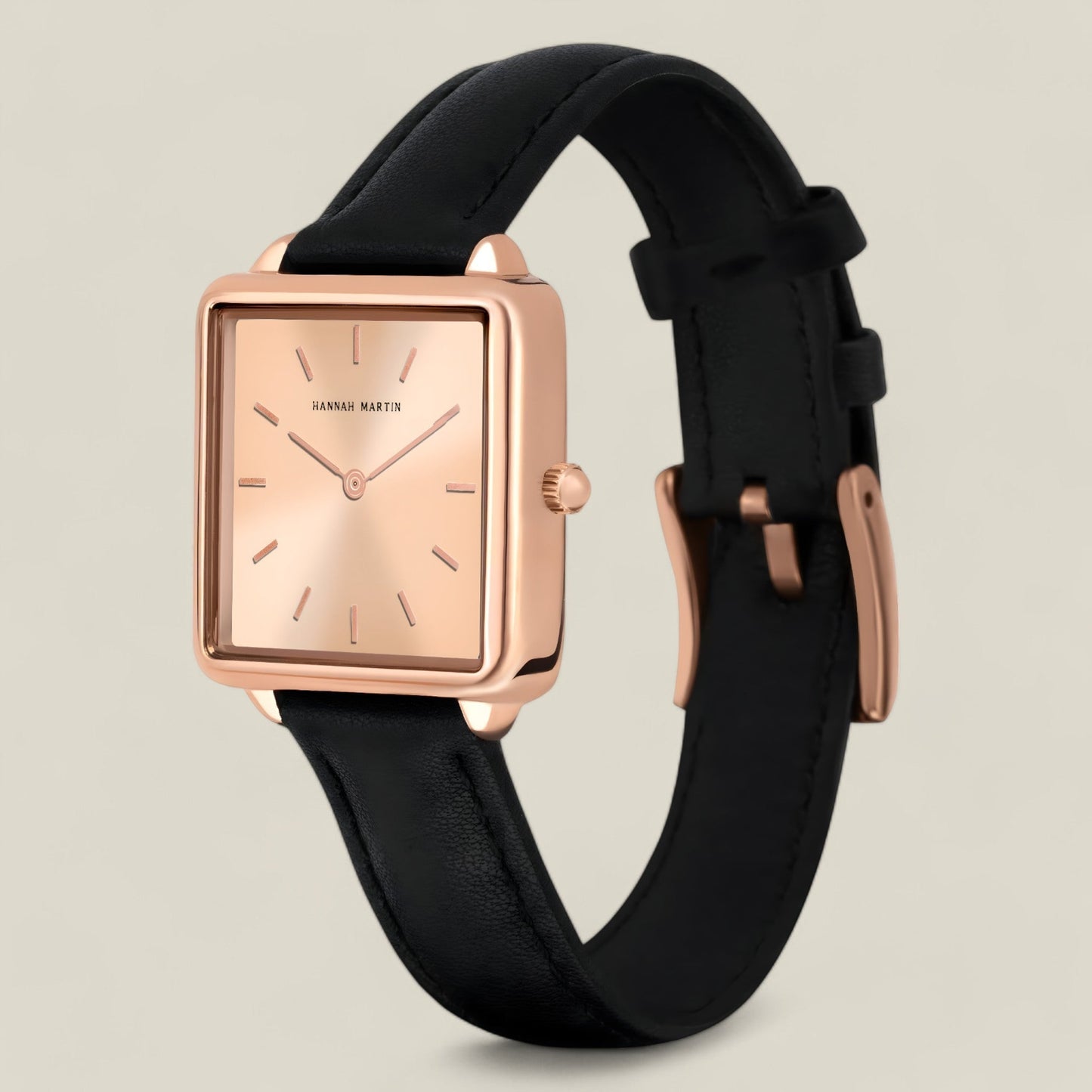 Clara - Elegant Firkantet Klokke med Slank Rem-4