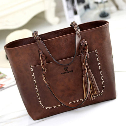 Sophie - Stilig skulderveske med flettede håndtak