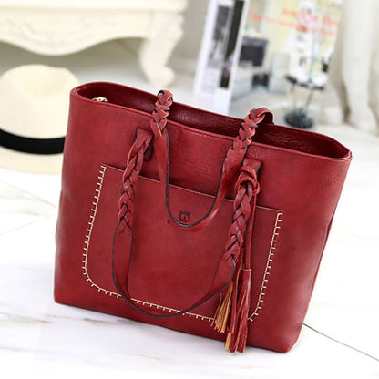 Sophie - Stilig skulderveske med flettede håndtak