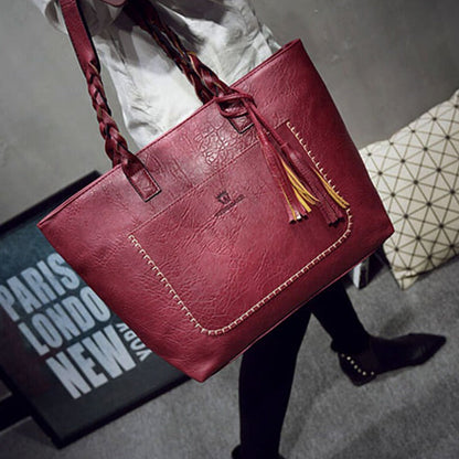 Sophie - Stilig skulderveske med flettede håndtak