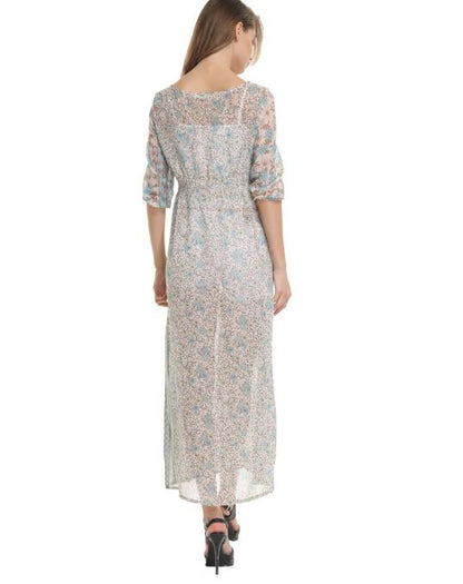 Isabella - Flytende maxikjole med detaljert mønster og rynket midje