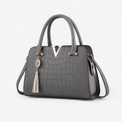 Camilla – Skulderveske med Krokodillemønster og Justerbar Stropp