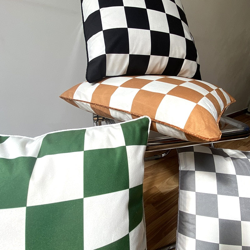 CheckerCraft - Sjakkbrett putetrekk med skjult glidelås for stilig komfort