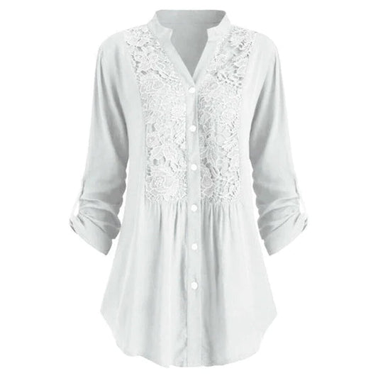 Hailei – Elegant Lang Bluse med Trendy Puffermer