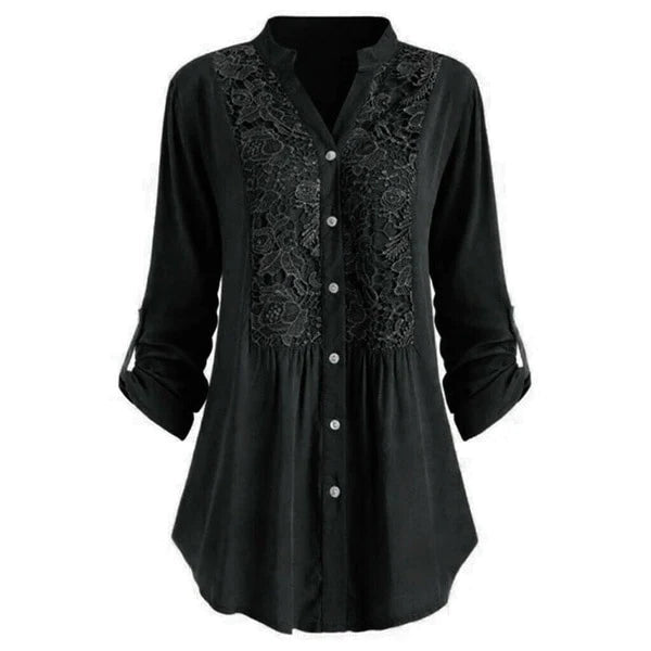 Hailei – Elegant Lang Bluse med Trendy Puffermer