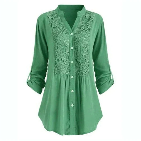 Hailei – Elegant Lang Bluse med Trendy Puffermer