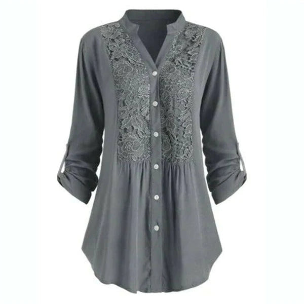Hailei – Elegant Lang Bluse med Trendy Puffermer