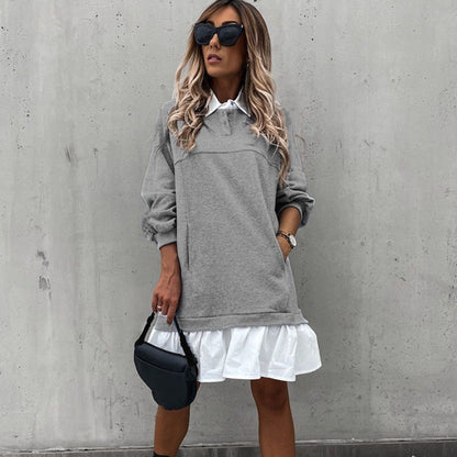 Emma - Stilig kjole med krage og lange ermer