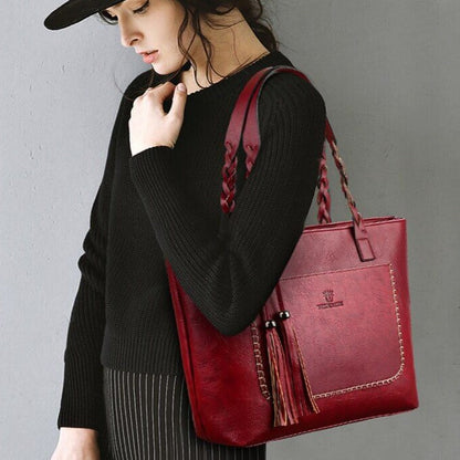 Sophie - Stilig skulderveske med flettede håndtak