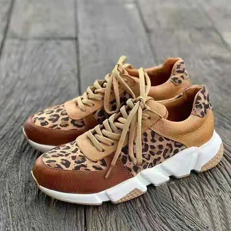 Freya - Lette Leopardmønstrede Sneakers med Sklisikker Tykksåle for Økt Komfort