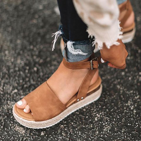 StrideUp - Espadrillesandaler med plattform og justerbar ankelrem