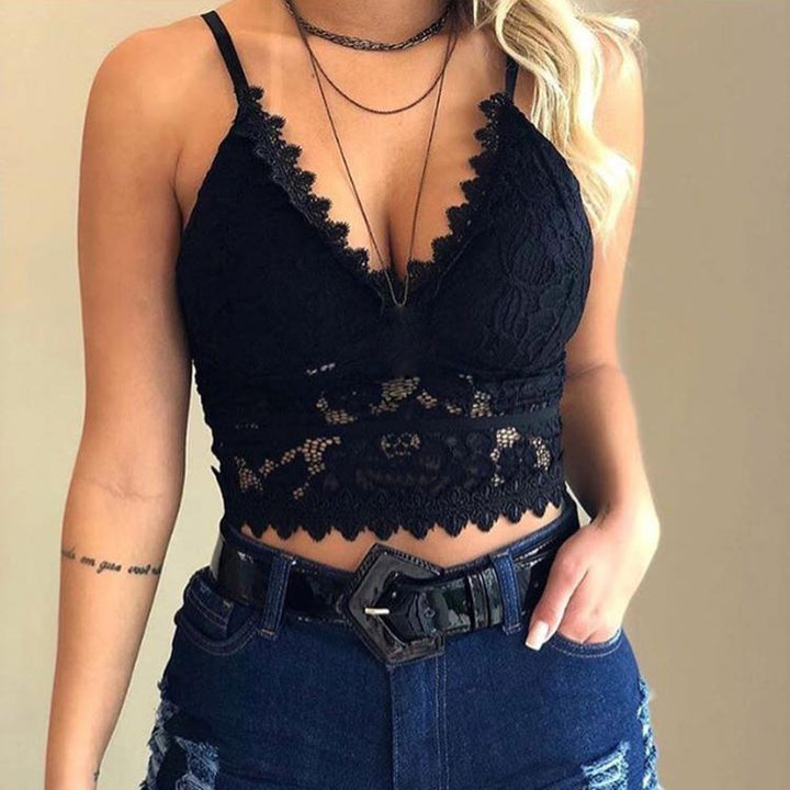 LuxeMesh - V hals Justerbare Skulderstropper Mesh Top