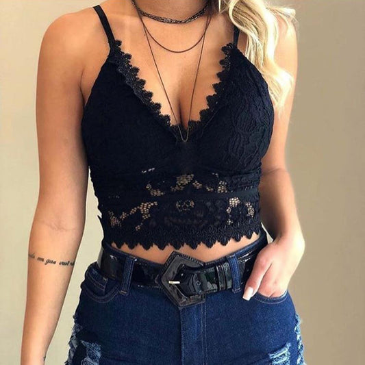 LuxeMesh - V hals Justerbare Skulderstropper Mesh Top
