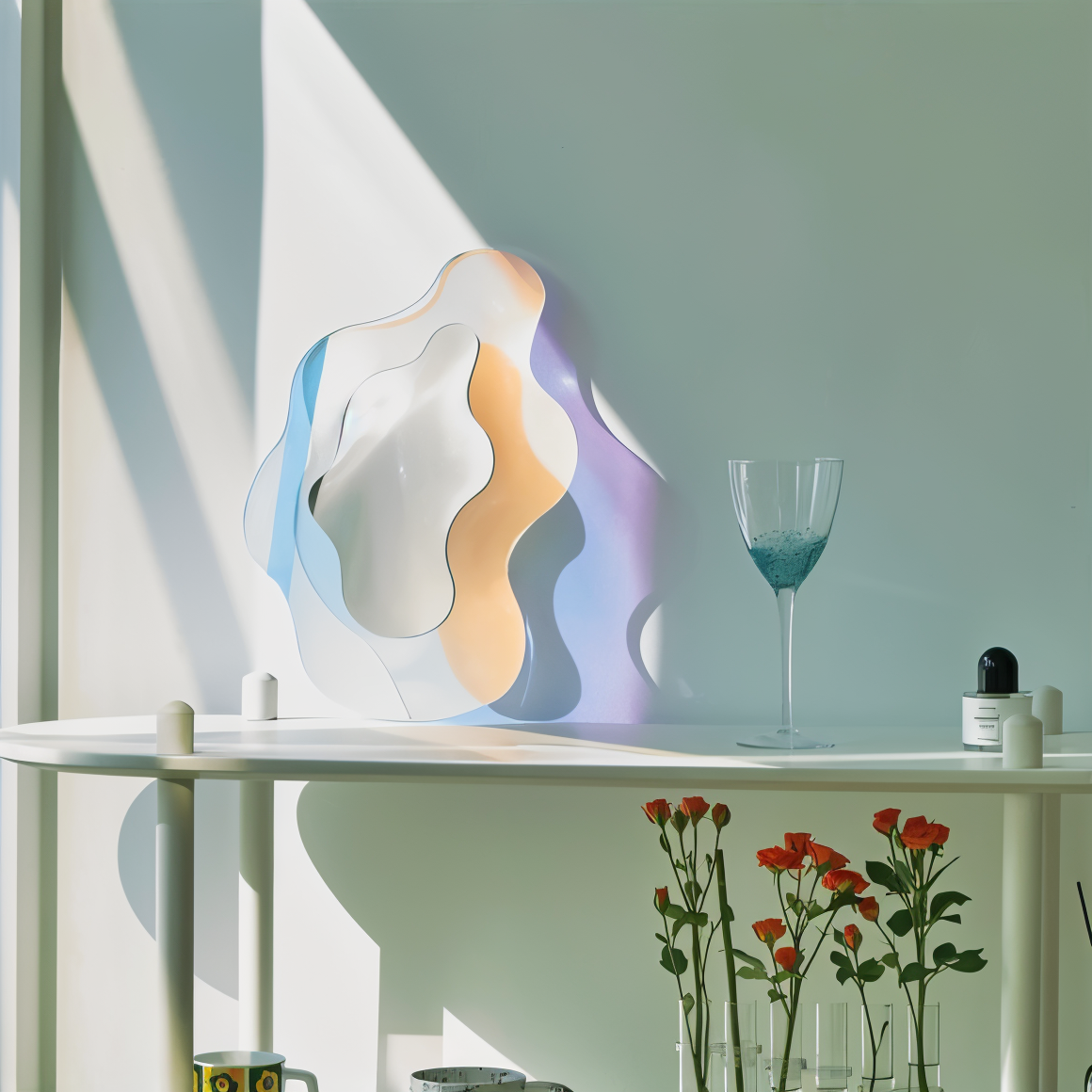AuraMirror - Moderne geometrisk speil for sømløs interiørdesign