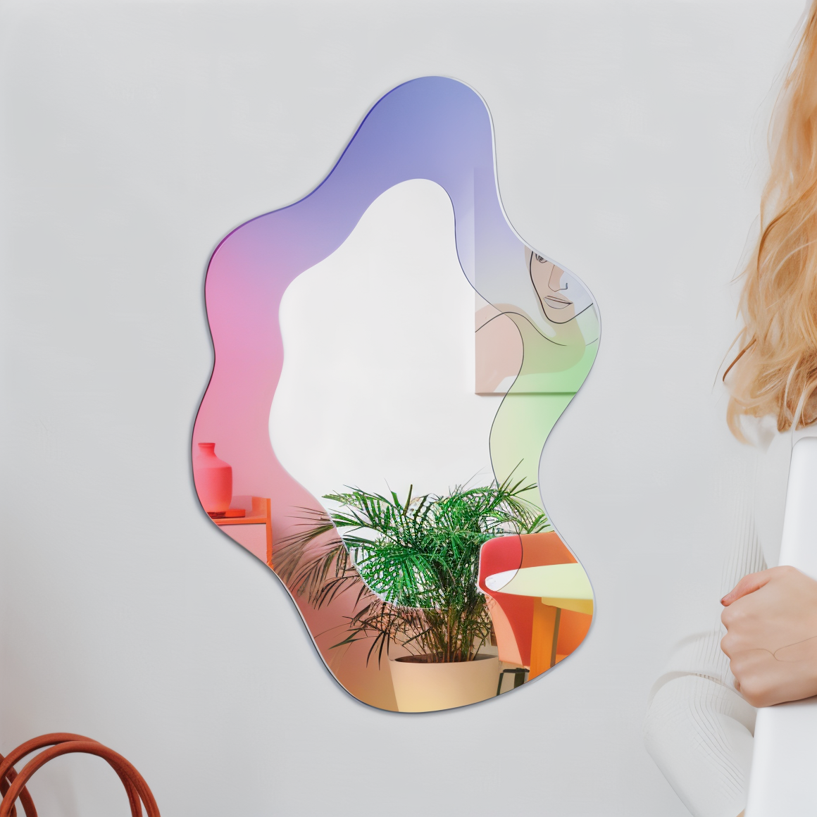 AuraMirror - Moderne geometrisk speil for sømløs interiørdesign