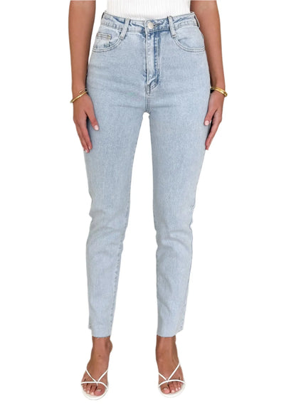 Naina - Tynne jeans med høy midje strømlinjeformet form og funksjonelle lommer