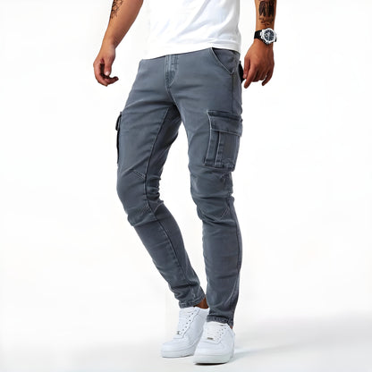 Jaxon - Casual cargobukse i denim med smal passform og sidelommer
