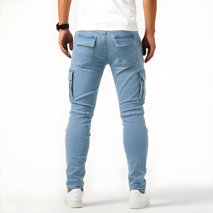 Jaxon - Casual cargobukse i denim med smal passform og sidelommer