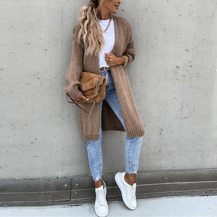 Hanna - Langermet Løs Strikket Cardigan for Komfort og Stil