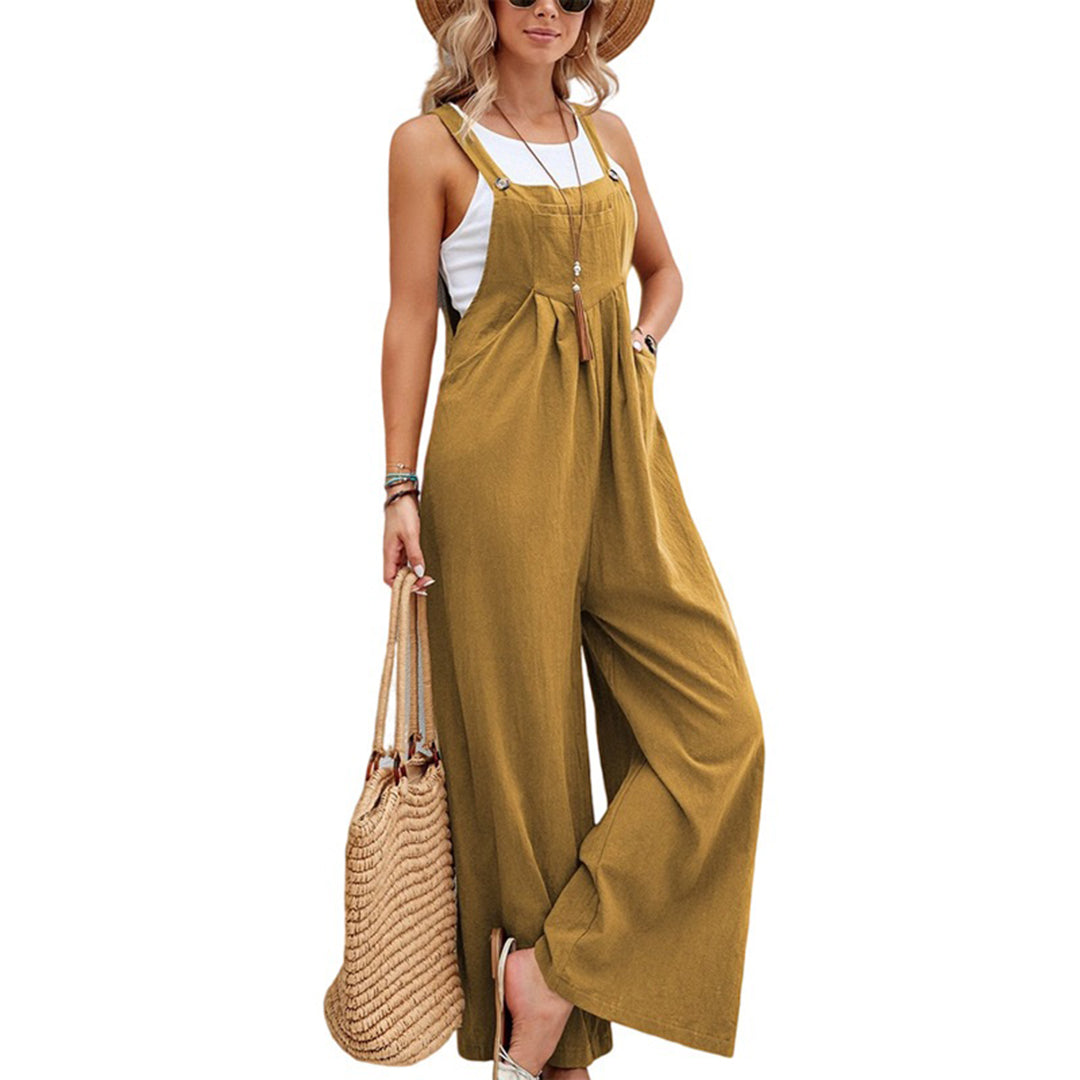 Mia - Jumpsuit med bred passform med justerbare stropper og brede ben
