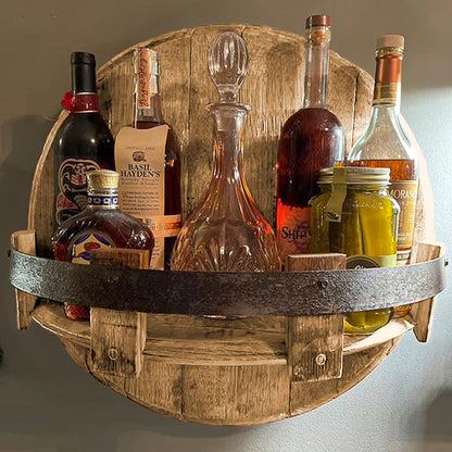 BarrelRack - Rund vegghylle for whiskyflasker med vintage fatdesign