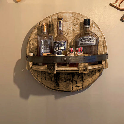 BarrelRack - Rund vegghylle for whiskyflasker med vintage fatdesign