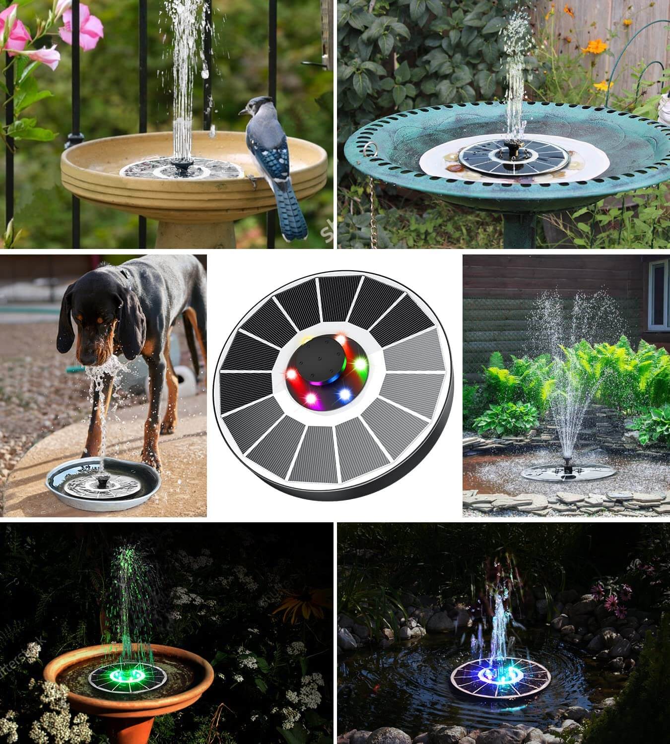 SolarFlow - LED solvannsfontene med 4 vannmønstre