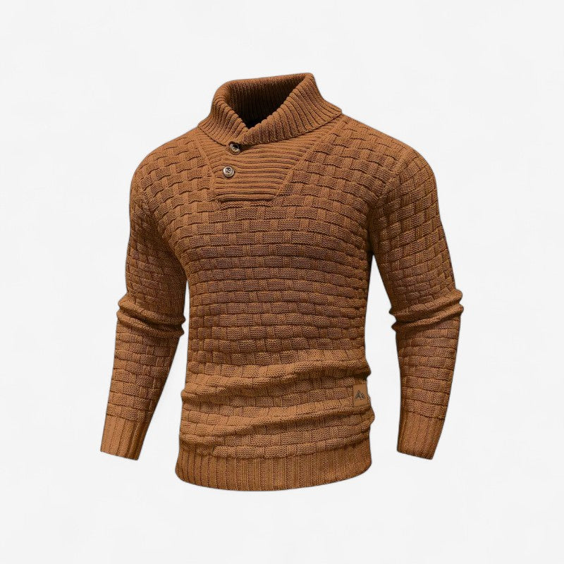 Oscar - Langermet Genser med Ribbet Kant og Knapp Detalj