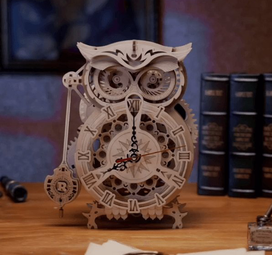 OwlCraft - 3D-puslespillpendelklokke med intrikat ugledesign