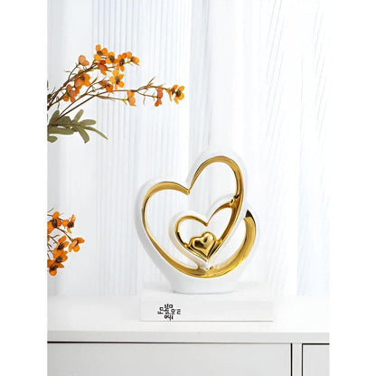 HeartGlow - Dekorativ dobbel hjerte-skulptur for hyller og bord