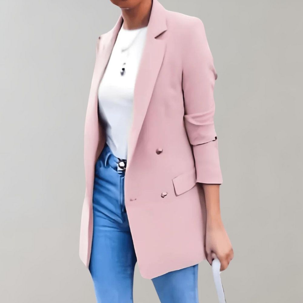 Katherine - Skreddersydd blazer med dobbeltspent lukking og trekvart ermer