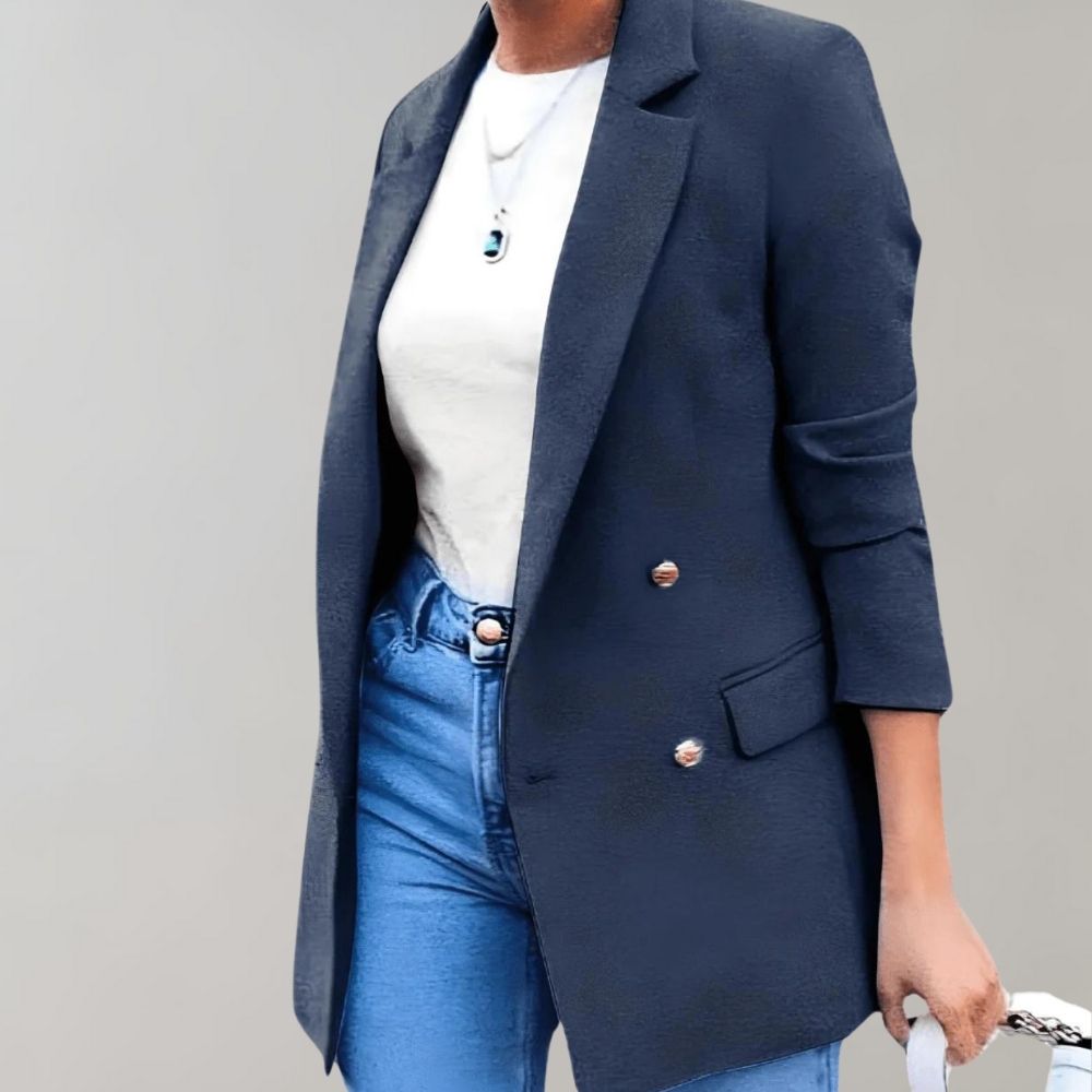 Katherine - Skreddersydd blazer med dobbeltspent lukking og trekvart ermer