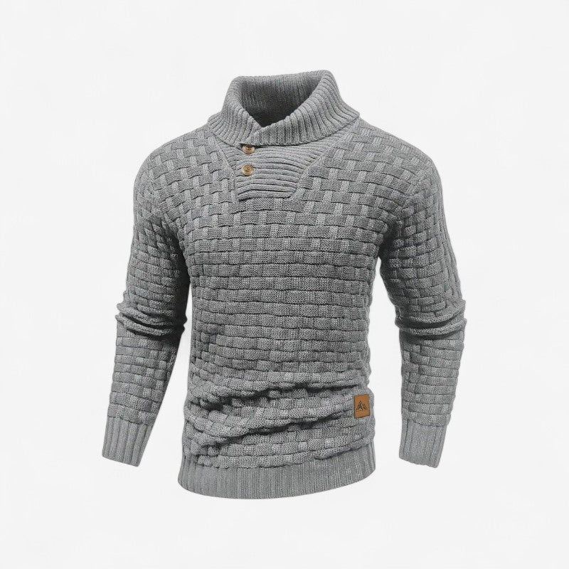 Oscar - Langermet Genser med Ribbet Kant og Knapp Detalj