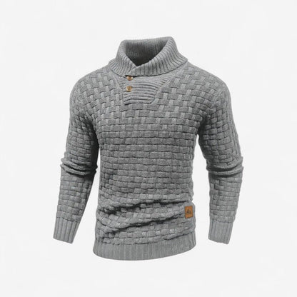 Oscar - Langermet Genser med Ribbet Kant og Knapp Detalj