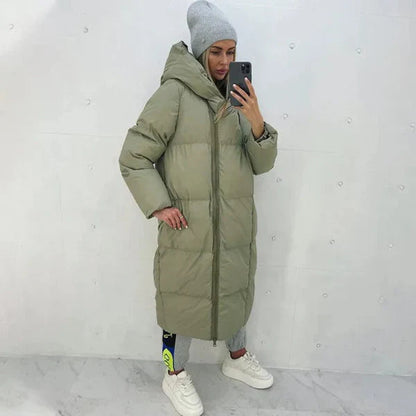 Frieda - Langermet Jakke med Glidelås og Hette Lang Modell med Lommer