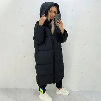 Frieda - Langermet Jakke med Glidelås og Hette Lang Modell med Lommer