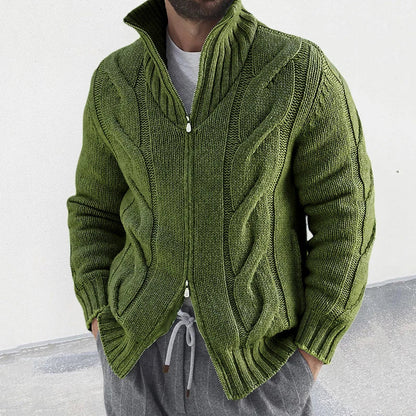 Erik - klassisk cardigan med toveis glidelås og strikket design