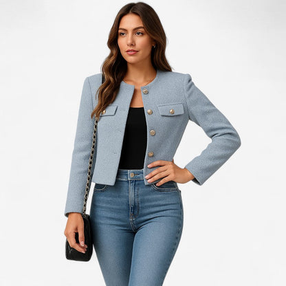 Amalie - Jakke med lange ermer knappelukking og rund hals