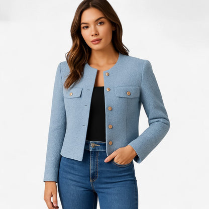 Amalie - Jakke med lange ermer knappelukking og rund hals