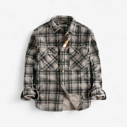 Aksel - Langermet Rutete Skjorte med Knapper og Nedslått Krage