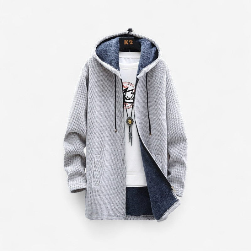 David – Langermet Hettejakke med Glidelås og Sidelommer